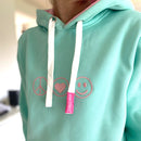 Herzlein® Hoodie in Mint - PEACE Kapuzenpulli Baumwolle Kapuzenpullover in Hellgrün Grün für Damen