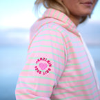Herzlein® Hoodie mit Streifen Kapuzenpulli gestreifter Kapuzenpullover für Damen aus Baumwolle in den Farbe Rosa und Mint Grün