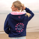 Herzlein Sweatjacke mit Kapuze und Reißverschluss aus Baumwolle Hoodie Kapuzenpullover für Damen Damenhoodie Ostsee Liebe in Navy Blau