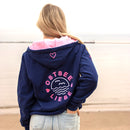 Herzlein Sweatjacke mit Kapuze und Reißverschluss aus Baumwolle Hoodie Kapuzenpullover für Damen Damenhoodie Ostsee Liebe in Navy Blau