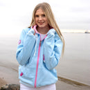 Herzlein Sweatjacke mit Reißverschluss aus Baumwolle Hoodie Kapuzenpullover für Damen Damenhoodie Nordsee Liebe in Pastell Blau