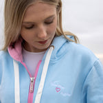 Herzlein Sweatjacke mit Reißverschluss aus Baumwolle Hoodie Kapuzenpullover für Damen Damenhoodie Nordsee Liebe in Pastell Blau