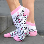 Herzlein Damensocken Socken für Damen bunt Leoprint Leo Herz Herzchen Schwarz mit Pink
