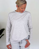 Herzlein® Longsleeve-Shirt mit Herzchen in Grau meliert