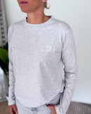 Herzlein® Longsleeve-Shirt mit Herzchen in Grau meliert