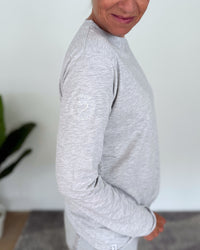 Herzlein® Longsleeve-Shirt mit Herzchen in Grau meliert