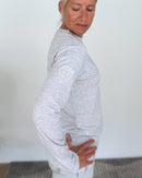 Herzlein® Longsleeve-Shirt mit Hibiskus in Grau meliert