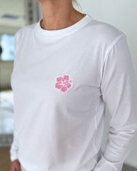 Herzlein® Longsleeve-Shirt mit Hibiskus in Weiß