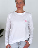 Herzlein® Longsleeve-Shirt mit Hibiskus in Weiß