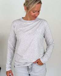 Herzlein® Longsleeve-Shirt mit Schmetterling in Grau meliert