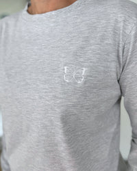 Herzlein® Longsleeve-Shirt mit Schmetterling in Grau meliert