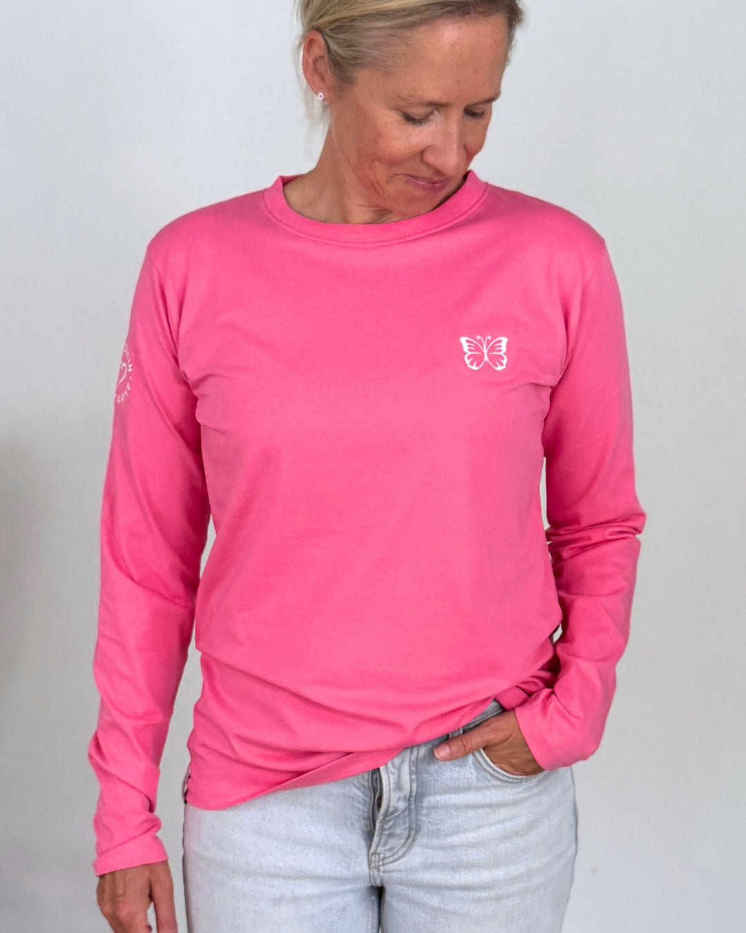 Herzlein® Longsleeve-Shirt mit Schmetterling in Pink