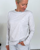 Herzlein® Longsleeve-Shirt mit Smiley in Grau meliert