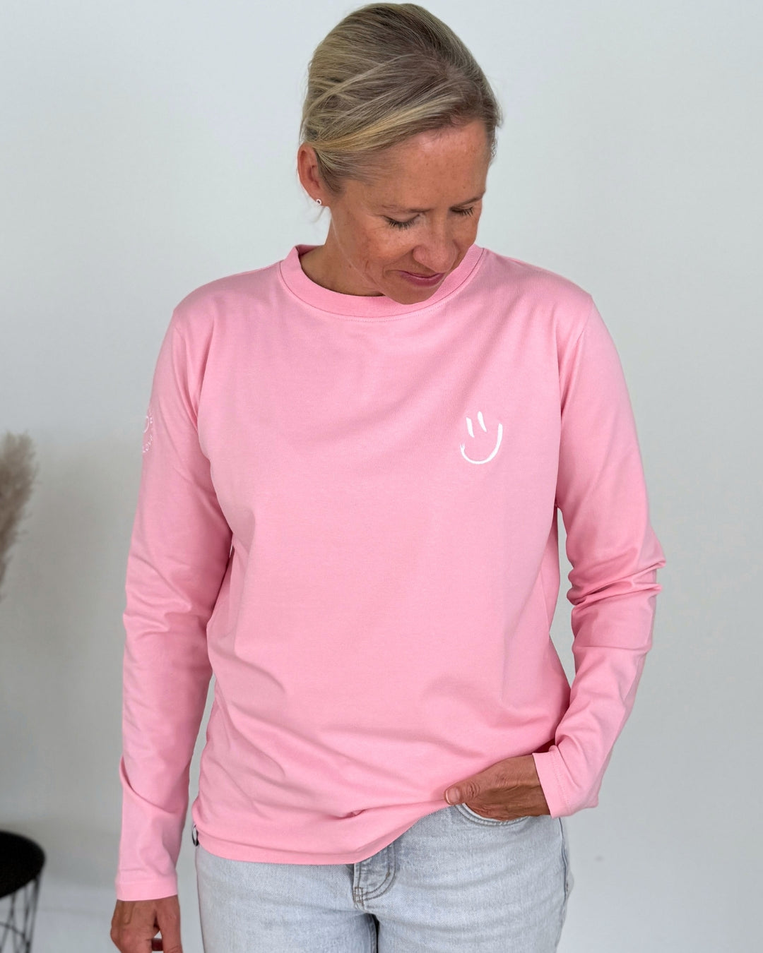 Herzlein® Longsleeve-Shirt mit Smiley in Rosa