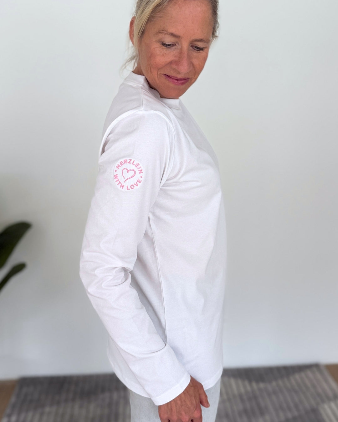 Herzlein® Longsleeve-Shirt mit Smiley in Weiß