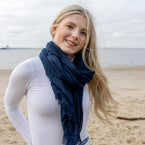 Herzlein® Musselin Tuch Musselintuch Musselintücher Halstuch Damentuch Schal Baumwolle für Damen Navy Blau Marine