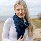 Herzlein® Musselin Tuch Musselintuch Musselintücher Halstuch Damentuch Schal Baumwolle für Damen Navy Blau Marine