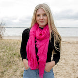 Herzlein® Musselin Tuch Musselintuch Musselintücher Halstuch Damentuch Schal Baumwolle für Damen in Pink