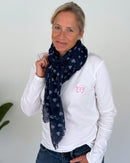 Herzlein® Musselintuch mit Herzchen in Navy Blau