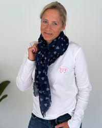Herzlein® Musselintuch mit Herzchen in Navy Blau