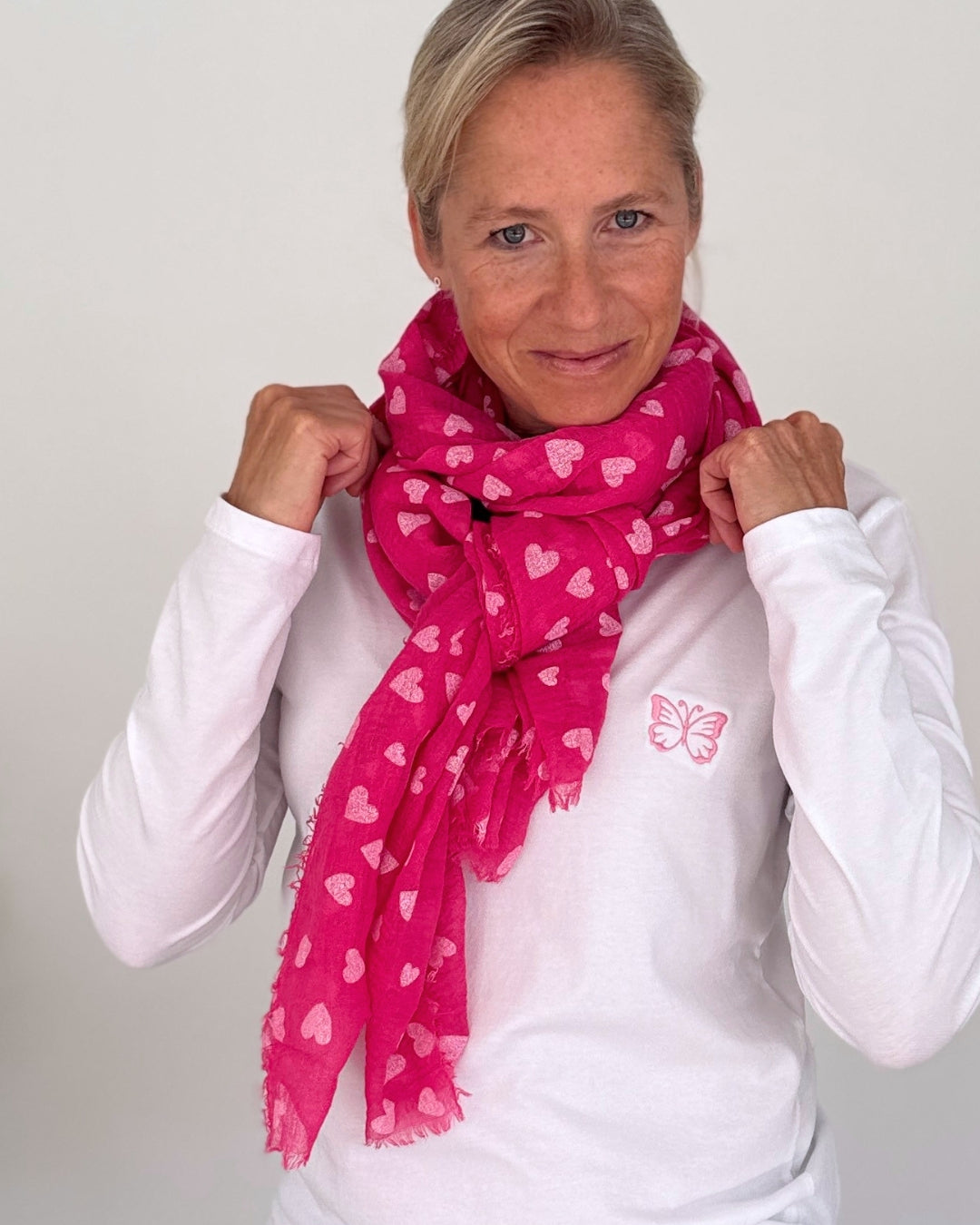 Herzlein® Musselintuch mit Herzchen in Pink