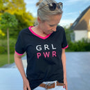 Herzlein® T-Shirt "GRL PWR" Print in Pink aus Baumwolle Shirt für Damen in Schwarz