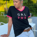 Herzlein® T-Shirt "GRL PWR" Print in Pink aus Baumwolle Shirt für Damen in Schwarz