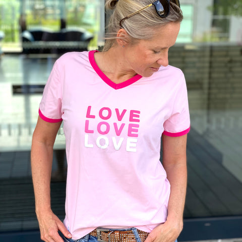 Herzlein® T-Shirt "LOVE" aus Baumwolle Shirt für Damen Damenshirt in Rosa