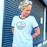 Herzlein® T-Shirt "Möwen" in Weiß mit Pink aus Baumwolle Shirt für Damen