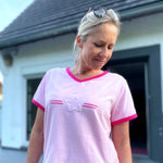 Herzlein® T-Shirt "STAR" Print in Pink und Weiss aus Baumwolle Shirt für Damen Hellgrau Grau Weiß meliert