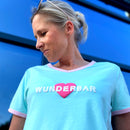 Herzlein® T-Shirt "Wunderbar" in Mint Grün mit Pink aus Baumwolle Shirt für Damen