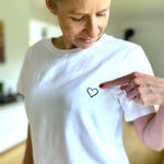 Herzlein® T-Shirt "Essentials" in weiss mit Herzchen Aufdruck Print aus Baumwolle für Shirt Damen