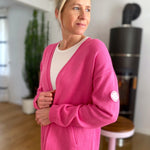 Herzlein® Strickjacke Grobstrick Cardigan für Damen aus Kaschmir und Baumwolle in Pink