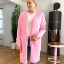 Herzlein® Strickjacke Grobstrick Cardigan für Damen aus Kaschmir und Baumwolle in Rosa