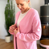 Herzlein® Strickjacke Grobstrick Cardigan für Damen aus Kaschmir und Baumwolle in Rosa