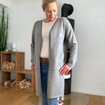 Herzlein® Strickjacke mit Herz Stick Grobstrick Cardigan für Damen aus Kaschmir und Baumwolle in Grau