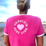 Herzlein® T-Shirt für Damen mit Flausch-Stick "LOVE" Damenshirt aus Baumwolle in Pink