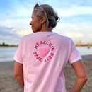 Herzlein® T-Shirt für Damen mit Flausch-Stick "LOVE" Damenshirt aus Baumwolle in Rosa