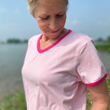 Herzlein® T-Shirt "Louisa" in Rosa Shirt für Damen aus Baumwolle Damenshirt mit Herzchen Stick