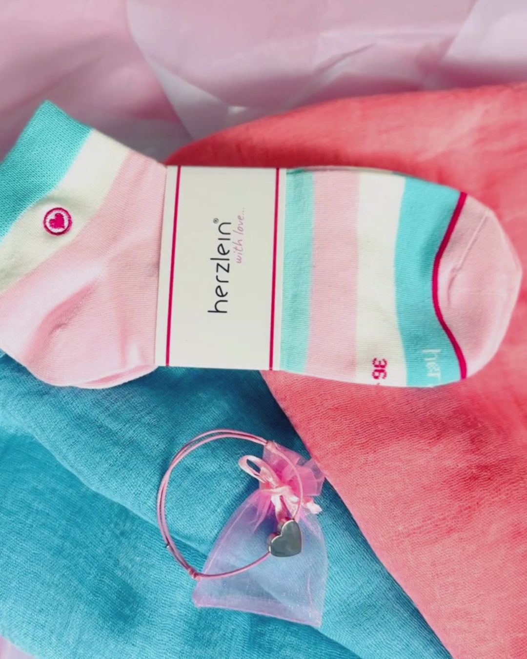 Herz Box – Musselin Geschenkbox in Pfirsich & Himmelblau (Limited Edition)