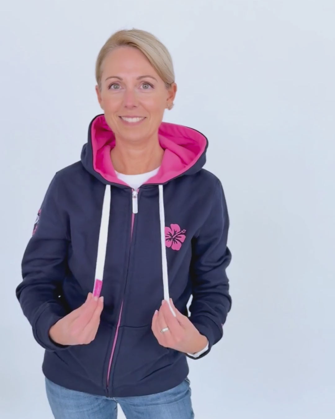 Herzlein® Sweatjacke "Freude Liebe Glück" in Navy