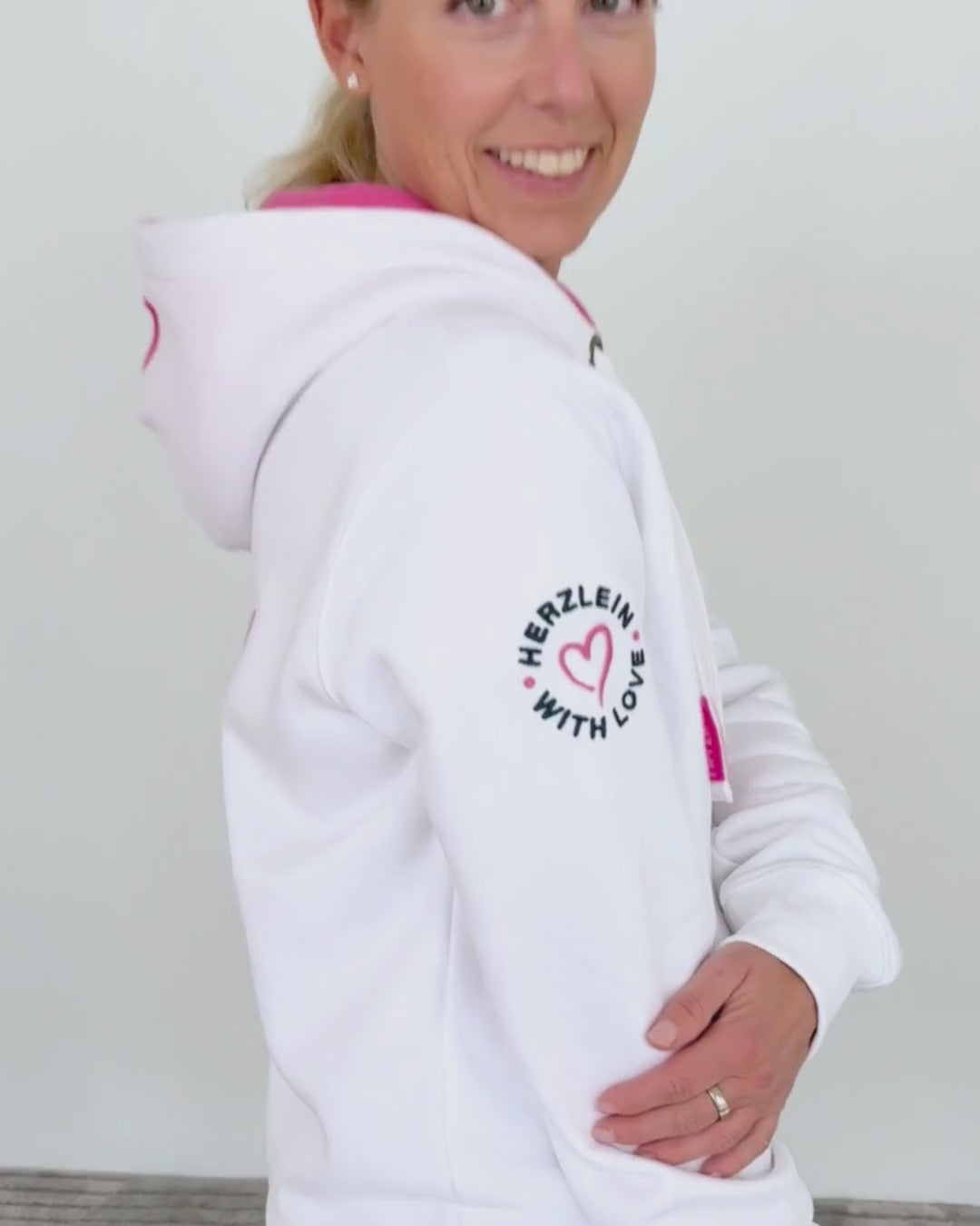 Herzlein® Sweatjacke "Happy Life" in Weiß