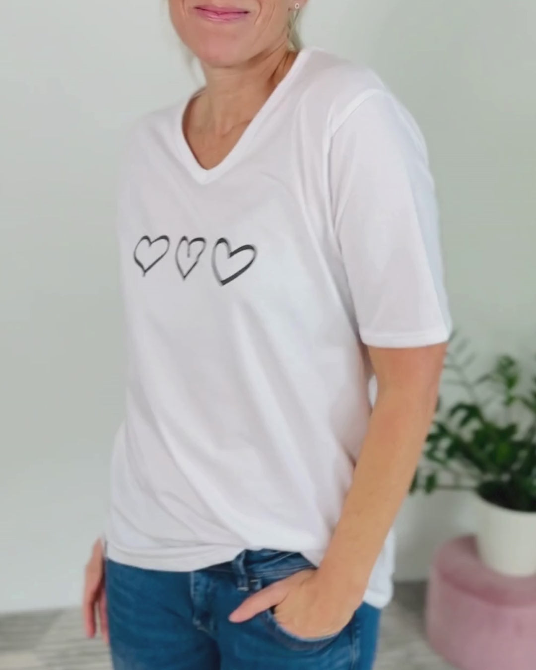 Herzlein® T-Shirt "Drei Herzen" in Weiß