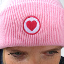 Herzlein® Beanie Mütze Strickmütze mit Umschlag und edlem Herzchen Stick für Damen Frauen Mädchen