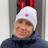 Herzlein® Beanie Mütze Strickmütze mit Umschlag und edlem Herzchen Stick für Damen Frauen Mädchen