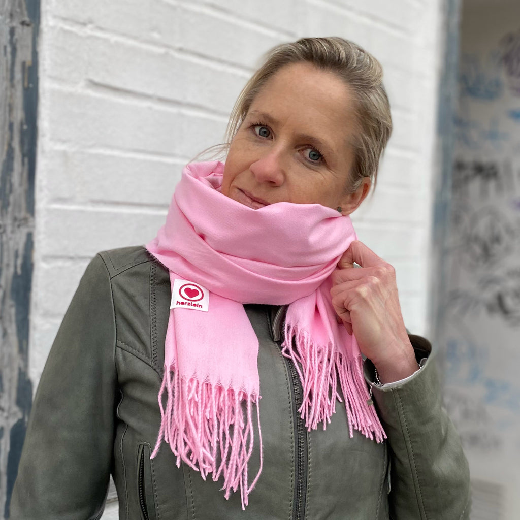 Herzlein® sehr weicher Schal für Damen, 180 x 70 cm, Viskose, in Rosa –  Herzlein Fashion