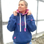 Herzlein® Hoodie in Navy Blau - STAR Kapuzenpulli Kapuzenpullover für Damen Baumwolle