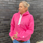 Herzlein® Hoodie in Pink und Rosa mit dem Schriftzug Stick LOVE Baumwolle
