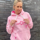 Herzlein® Hoodie in Rosa - STAR Kapuzenpulli Kapuzenpullover für Damen Baumwolle