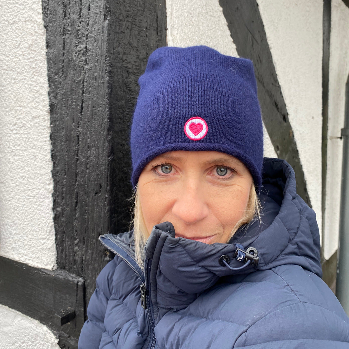 Herzlein® Kaschmir Beanie in Dunkelblau